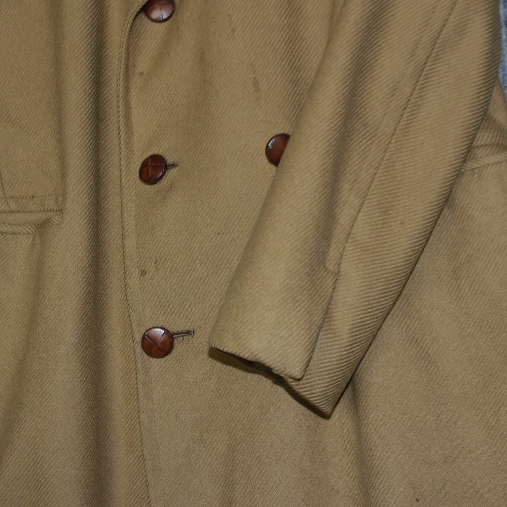 Hart Schaffner Marx Overcoat Mens 46R Tan Wool‎ Double Breasted - Picture 7 of 11
